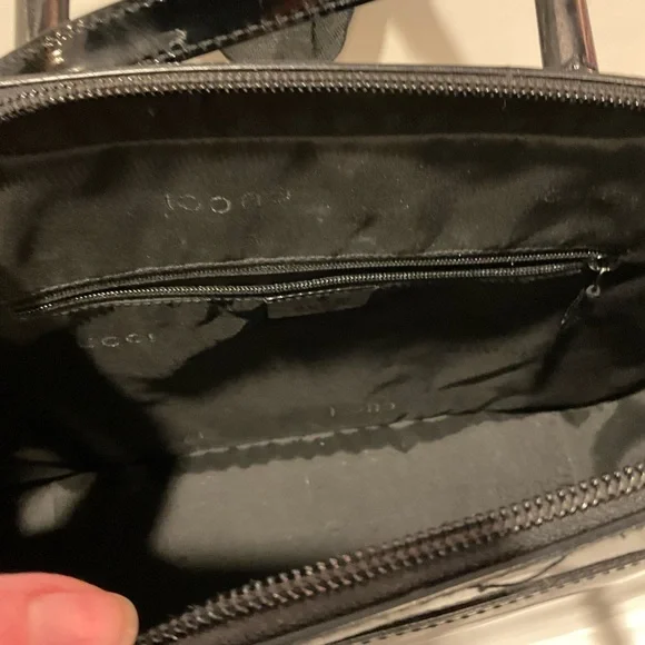 Gucci Black Patent Leather Bamboo Handles 2-WAY TOTE - Picture 10 of 11